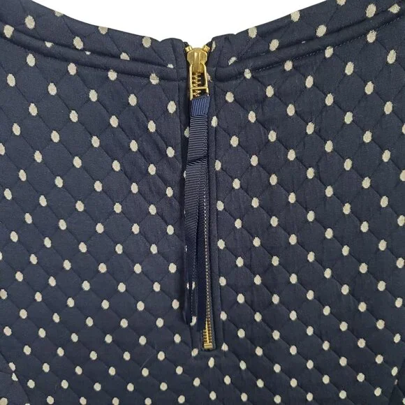 Boden Size 12 Dress Dotty Day Quilted Shift Polka Dot Zip Back Pockets Navy - Picture 10 of 13